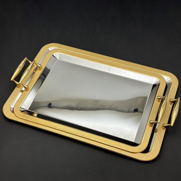 طقم صواني تقديم استانلس ايطالي 2 قطعه