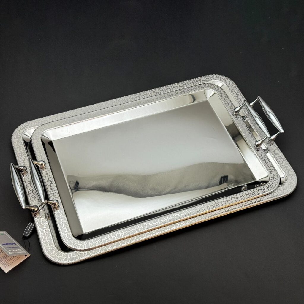 طقم صواني تقديم استانلس ايطالي 2 قطعه