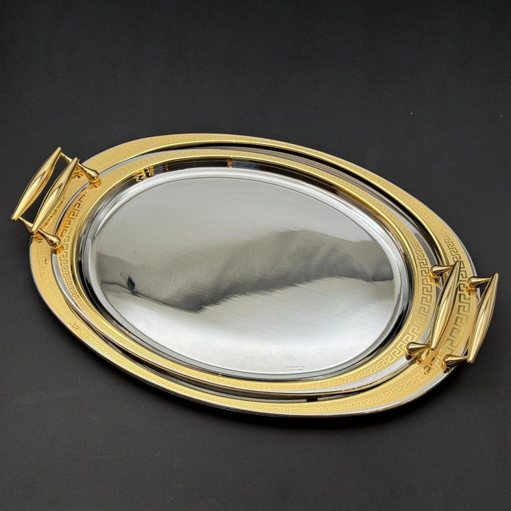 طقم صواني تقديم استانلس ايطالي 2 قطعه