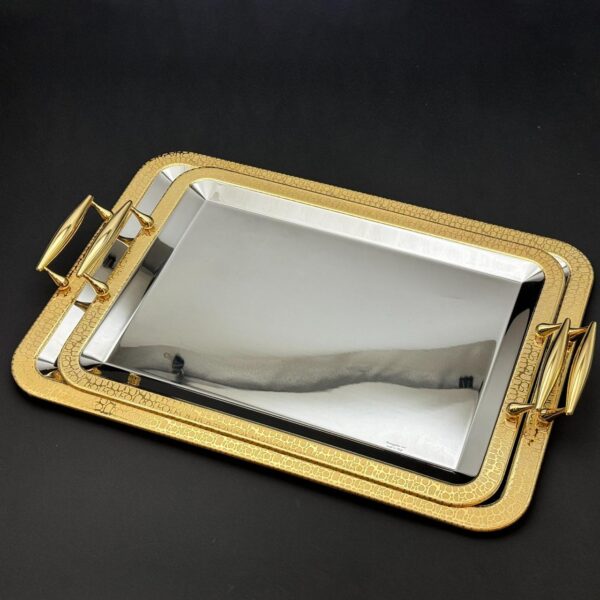 طقم صواني تقديم استانلس ايطالي 2 قطعه