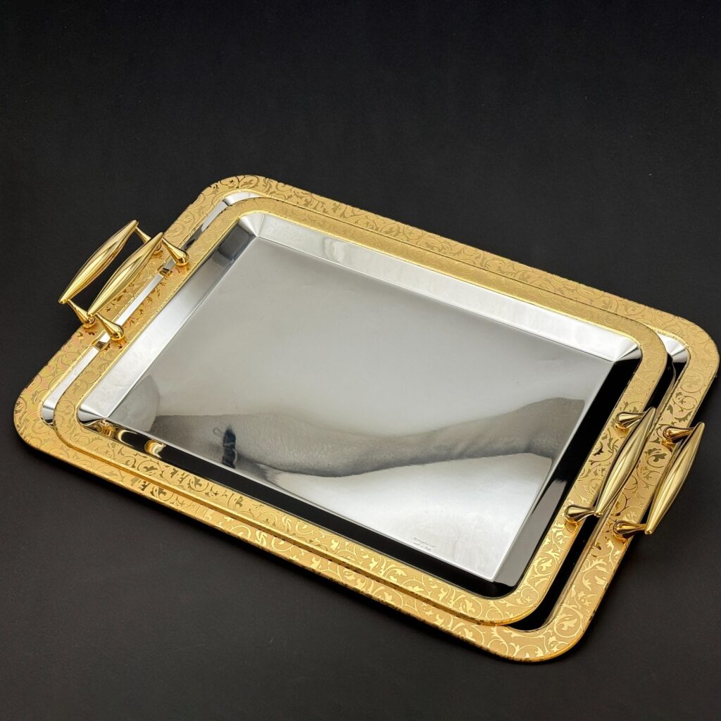 طقم صواني تقديم استانلس ايطالي 2 قطعه