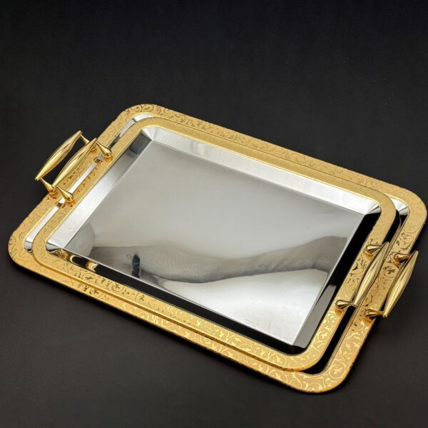 طقم صواني تقديم استانلس ايطالي 2 قطعه