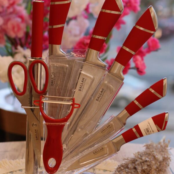 طقم سكاكين + حامل استيل 9 قطع