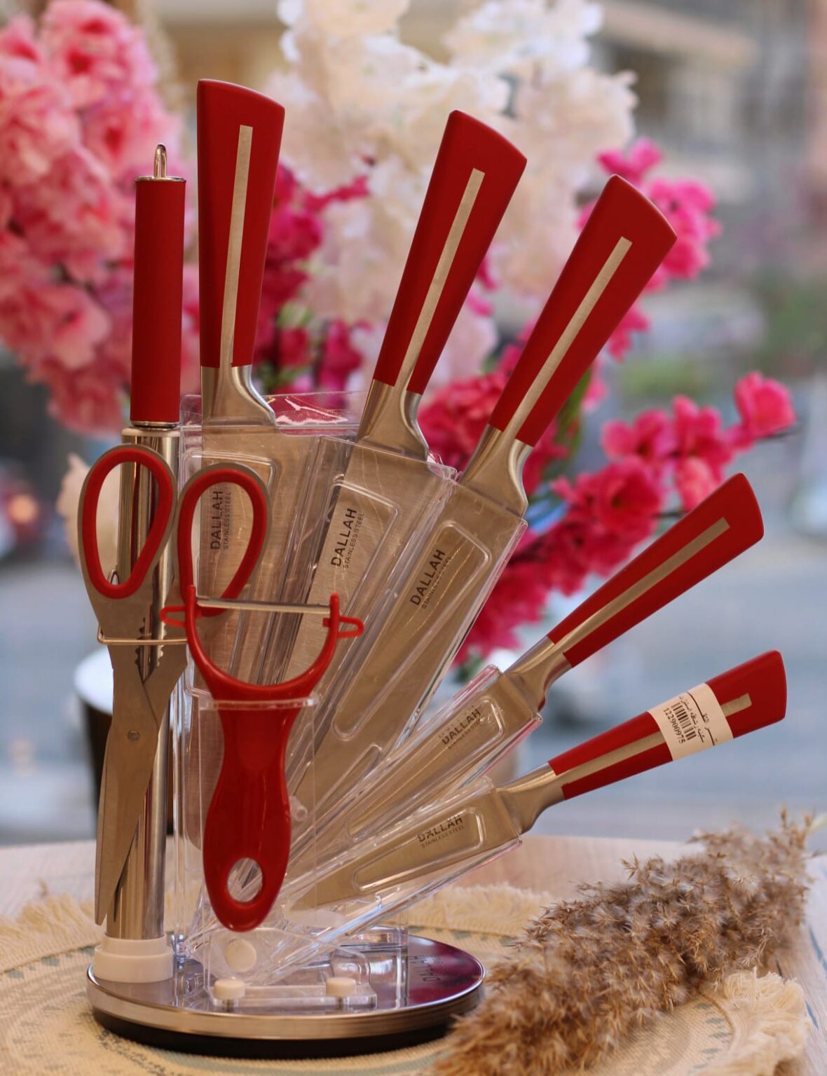 طقم سكاكين + حامل استيل 9 قطع