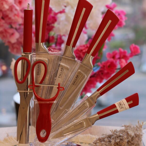 طقم سكاكين + حامل استيل 9 قطع