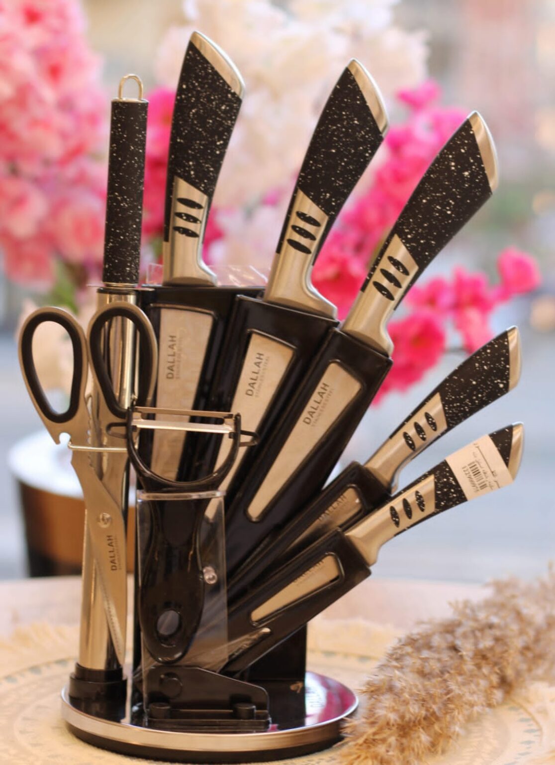 طقم سكاكين + حامل استيل 9 قطع