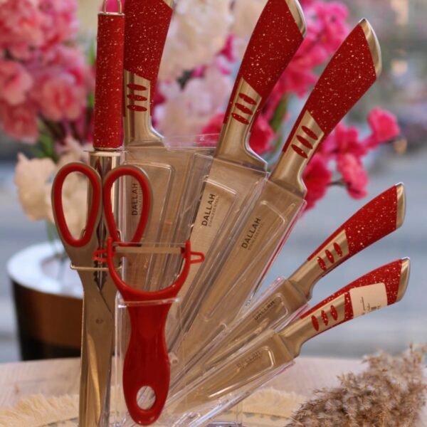 طقم سكاكين + حامل استيل 9 قطع