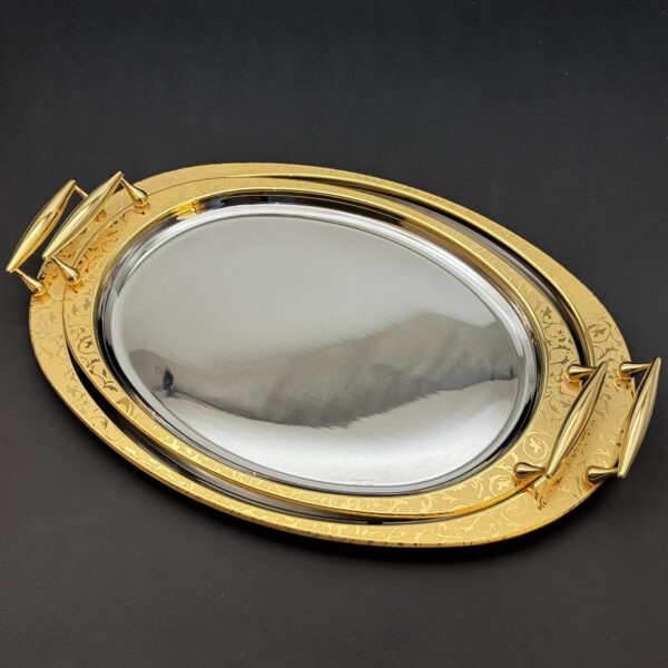 طقم صواني تقديم استانلس ايطالي 2 قطعه