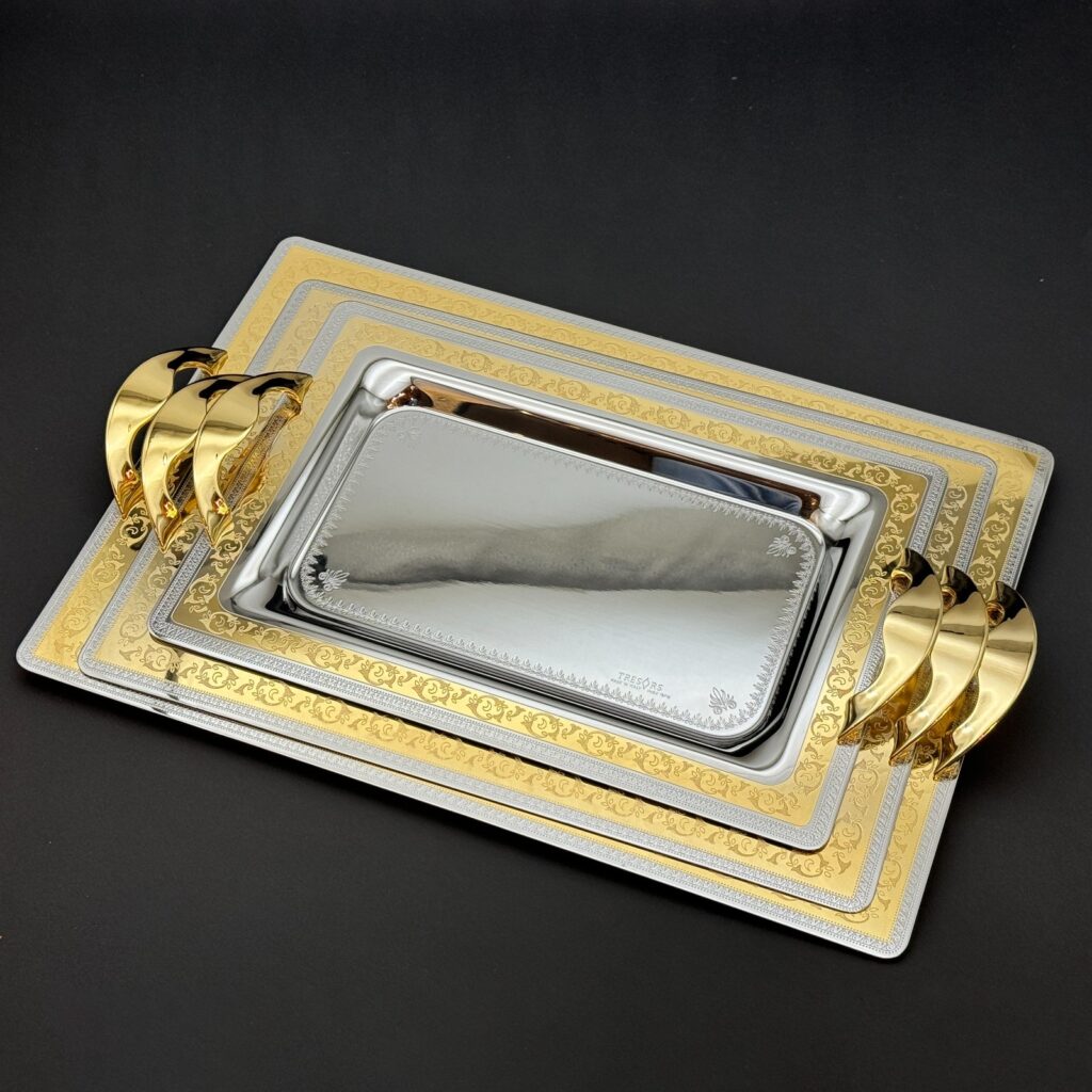 طقم صواني تقديم استانلس ايطالي 3 قطع