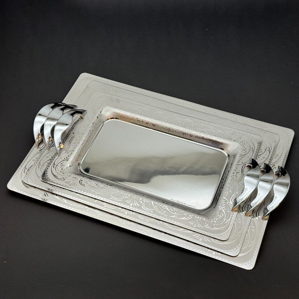 طقم صواني تقديم استانلس ايطالي 3 قطع