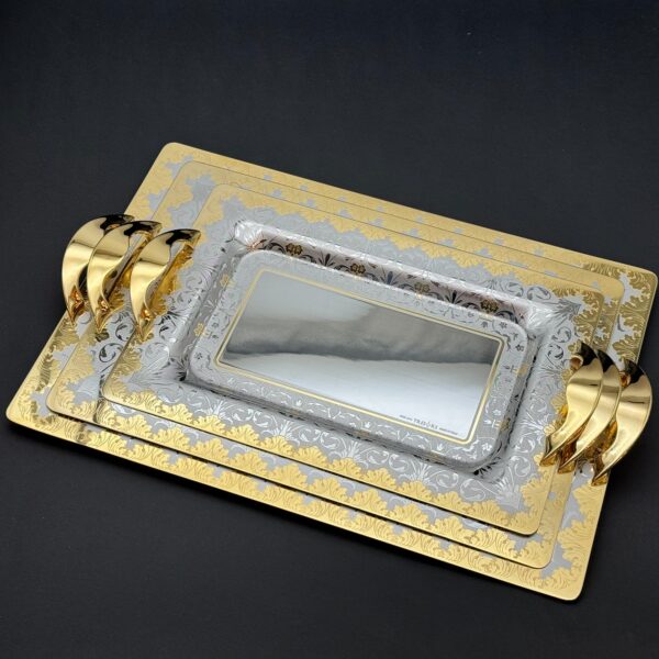 طقم صواني تقديم استانلس ايطالي 3 قطع