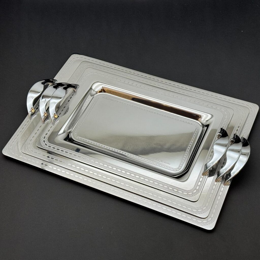 طقم صواني تقديم استانلس ايطالي 3 قطع