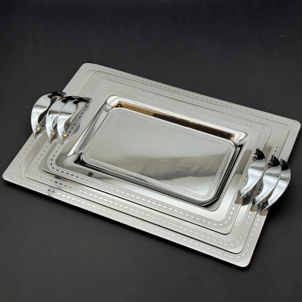 طقم صواني تقديم استانلس ايطالي 3 قطع