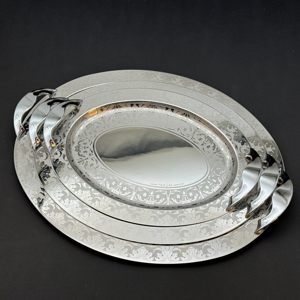 طقم صواني تقديم استانلس ايطالي 3 قطع