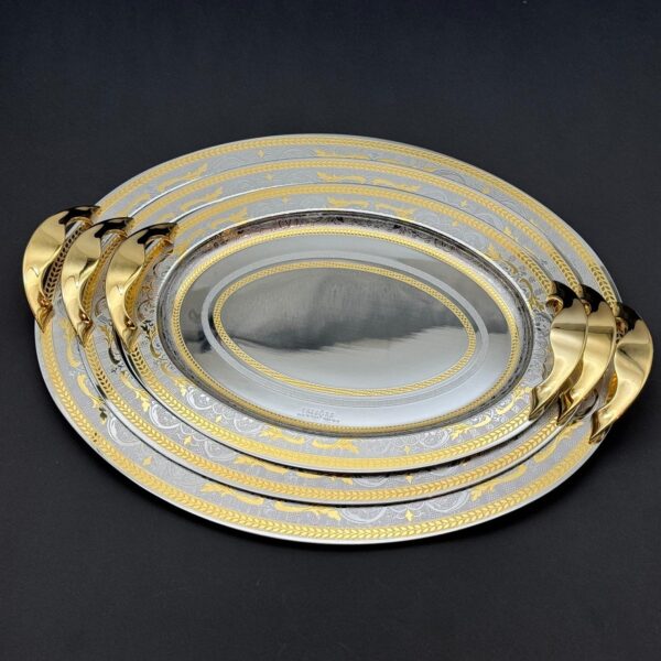 طقم صواني تقديم استانلس ايطالي 3 قطع