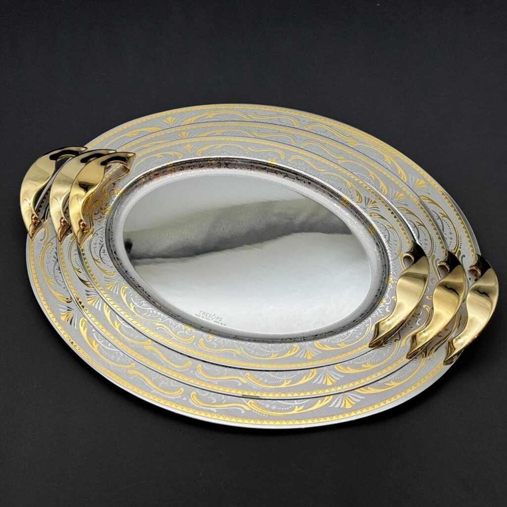 طقم صواني تقديم استانلس ايطالي 3 قطع