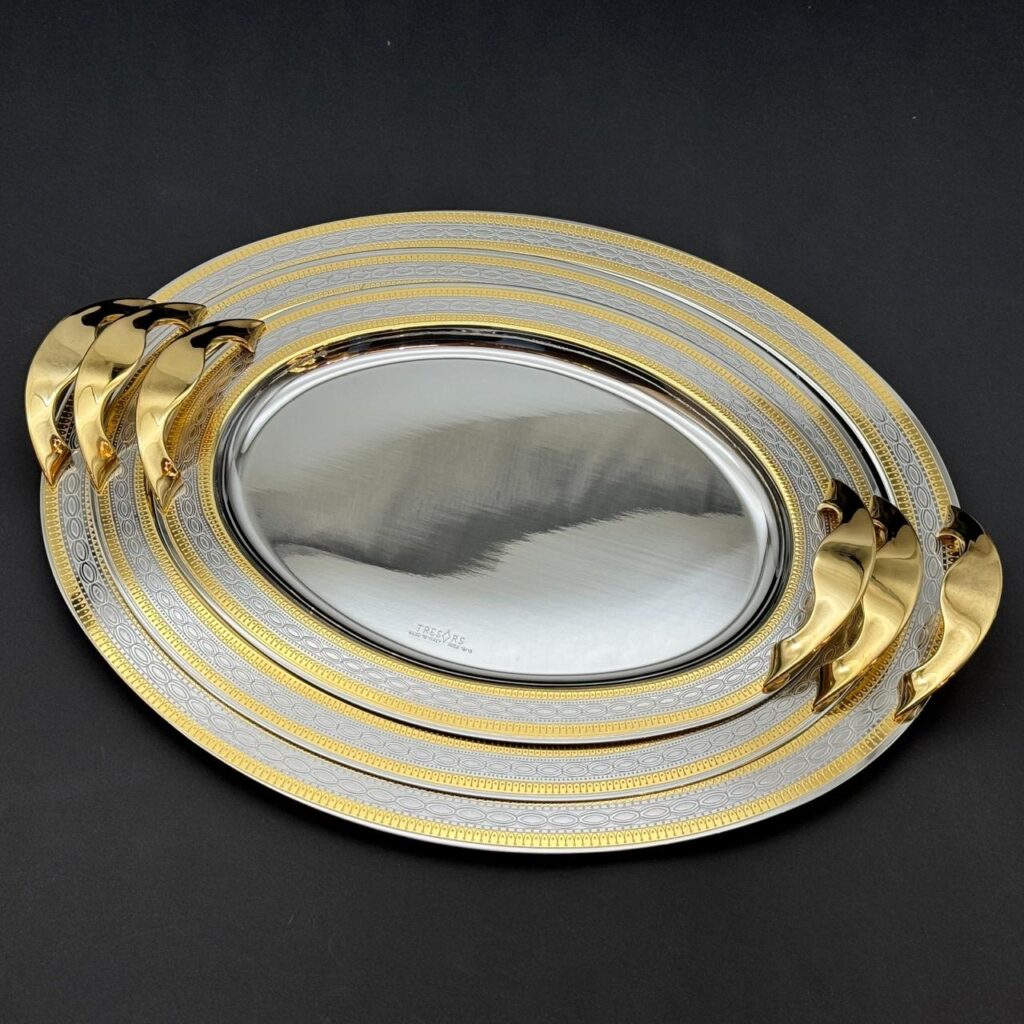 طقم صواني تقديم استانلس ايطالي 3 قطع