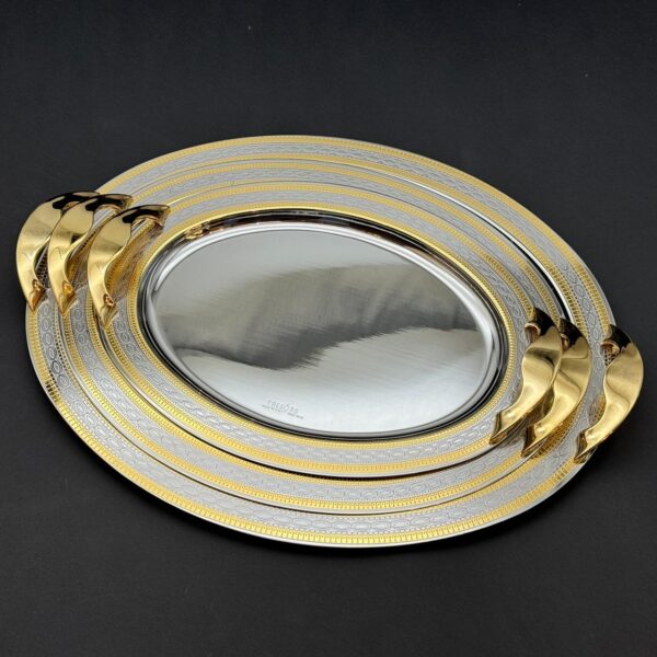 طقم صواني تقديم استانلس ايطالي 3 قطع