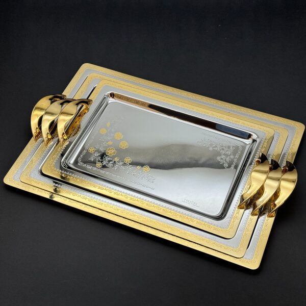 طقم صواني تقديم استانلس ايطالي 3 قطع