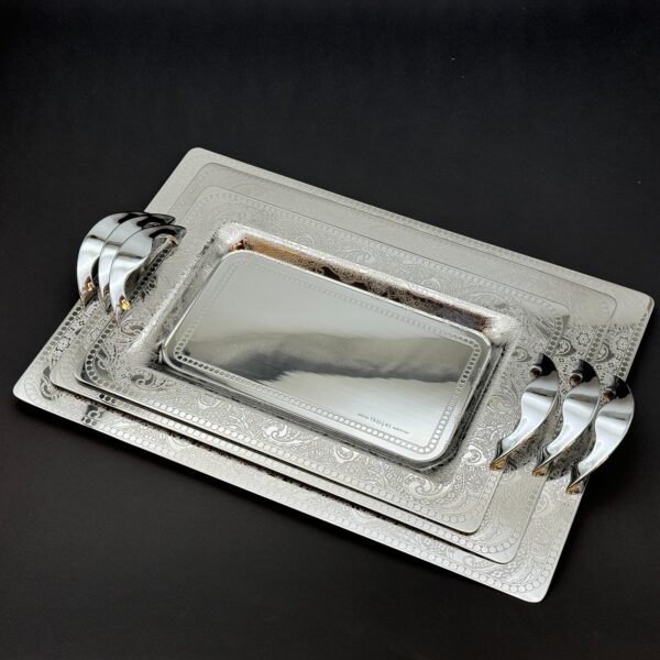 طقم صواني تقديم استانلس ايطالي 3 قطع