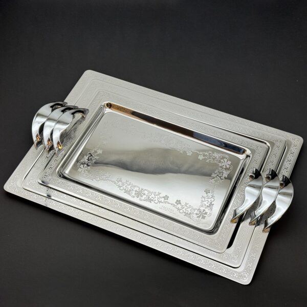 طقم صواني تقديم استانلس ايطالي 3 قطع