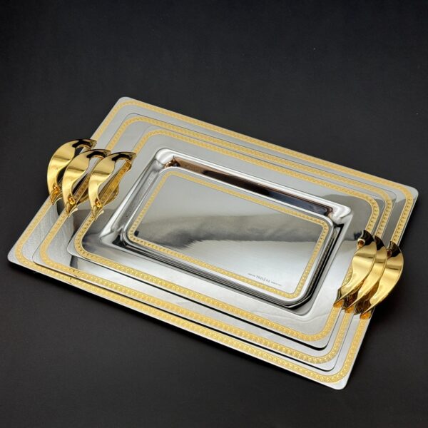 طقم صواني تقديم استانلس ايطالي 3 قطع