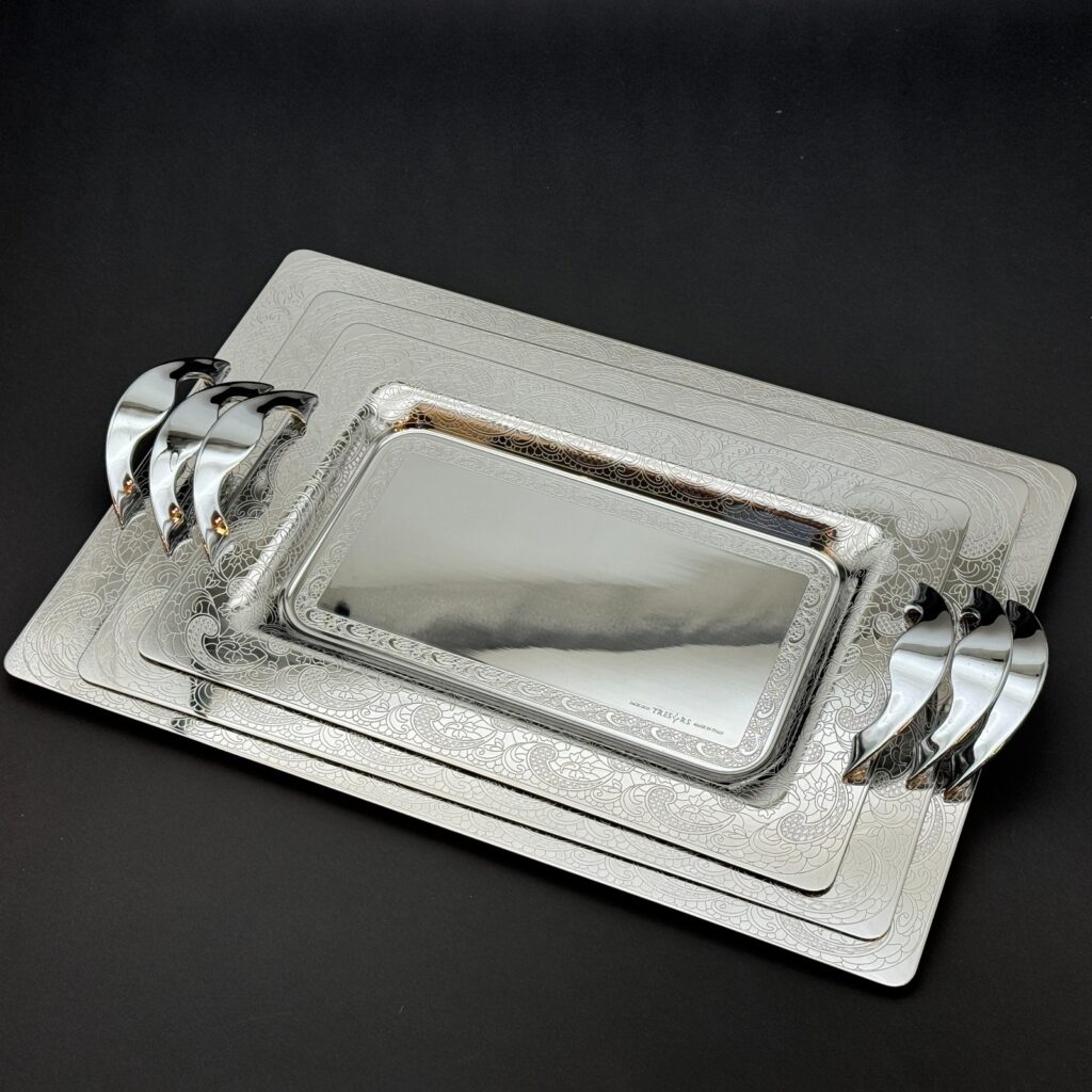 طقم صواني تقديم استانلس ايطالي 3 قطع