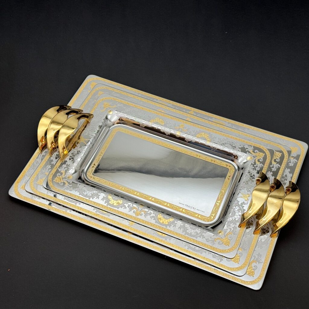 طقم صواني تقديم استانلس ايطالي 3 قطع