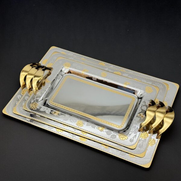 طقم صواني تقديم استانلس ايطالي 3 قطع