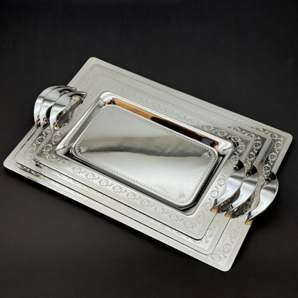 طقم صواني تقديم استانلس ايطالي 3 قطع