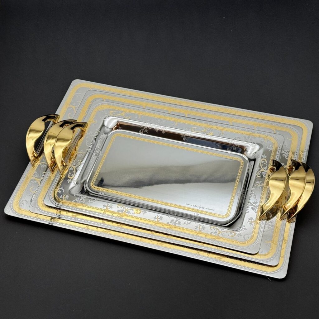 طقم صواني تقديم استانلس ايطالي 3 قطع