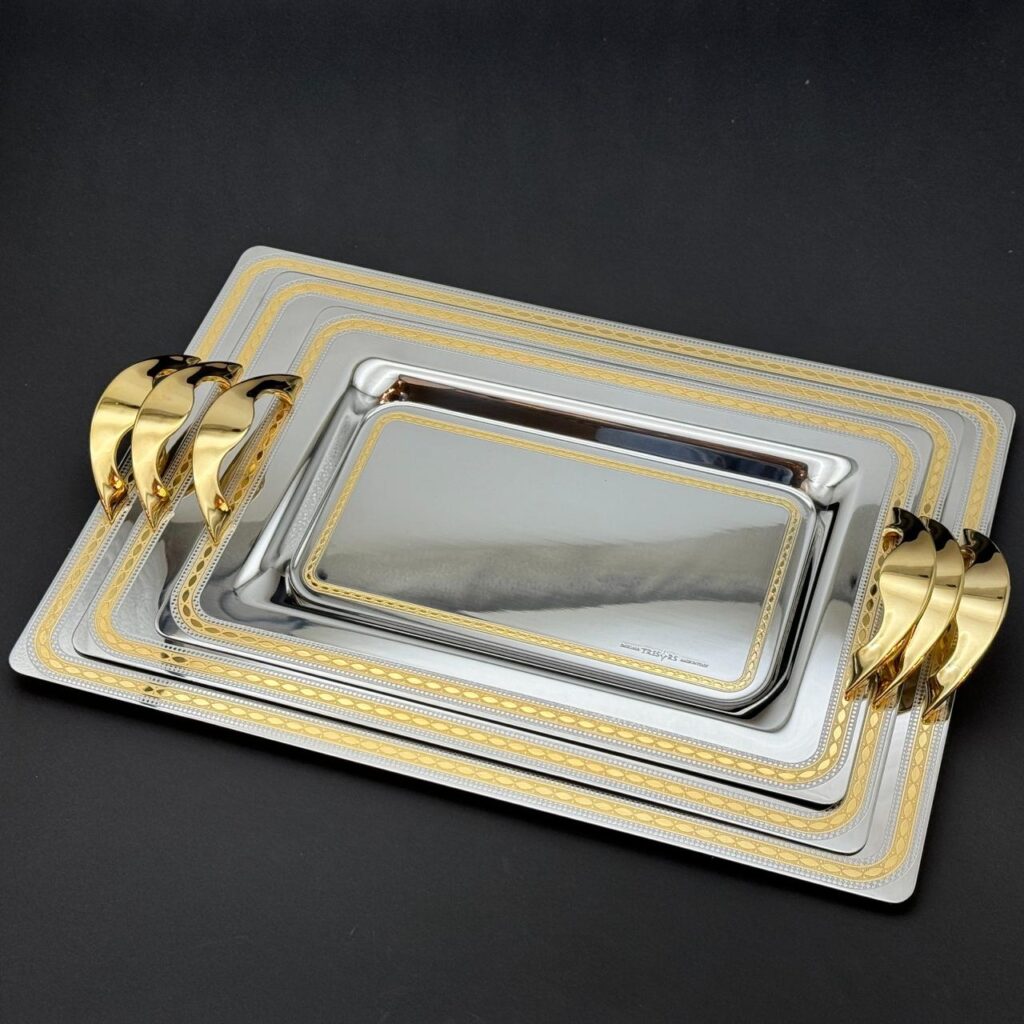 طقم صواني تقديم استانلس ايطالي 3 قطع