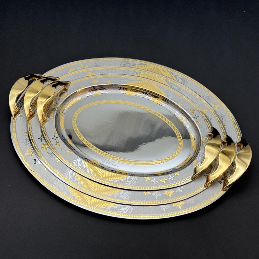 طقم صواني تقديم استانلس ايطالي 3 قطع