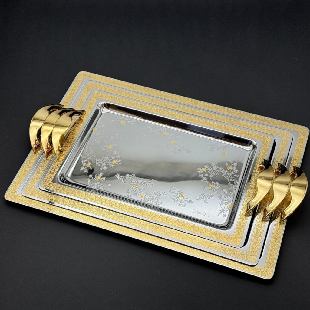 طقم صواني تقديم استانلس ايطالي 3 قطع