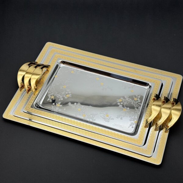 طقم صواني تقديم استانلس ايطالي 3 قطع