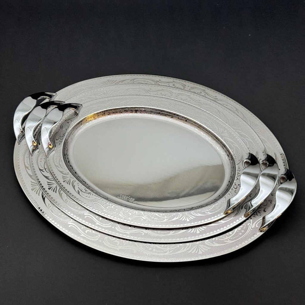 طقم صواني تقديم استانلس ايطالي 3 قطع