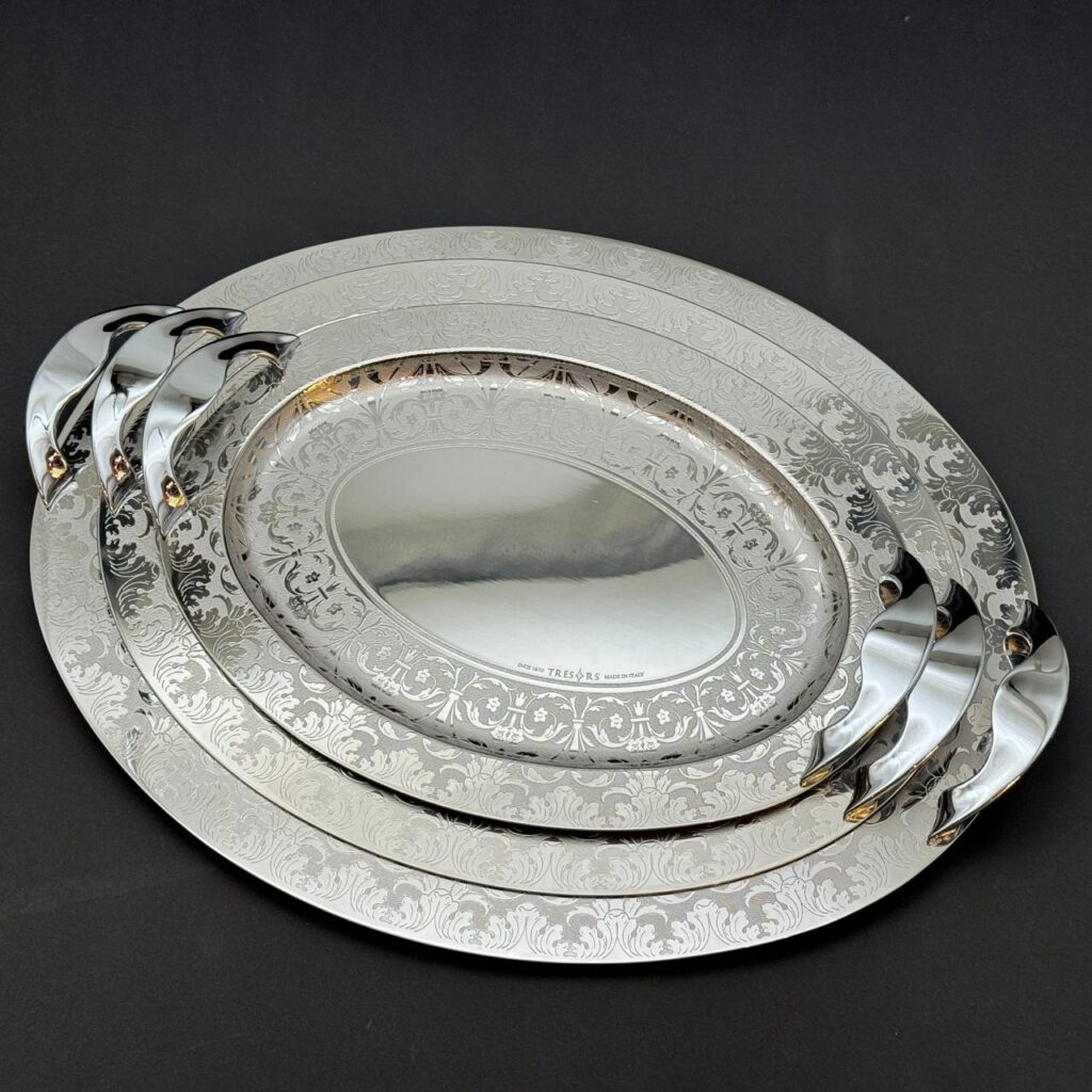 طقم صواني تقديم استانلس ايطالي 3 قطع