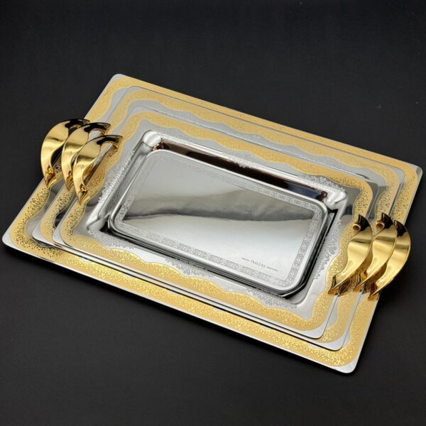 طقم صواني تقديم استانلس ايطالي 3 قطع