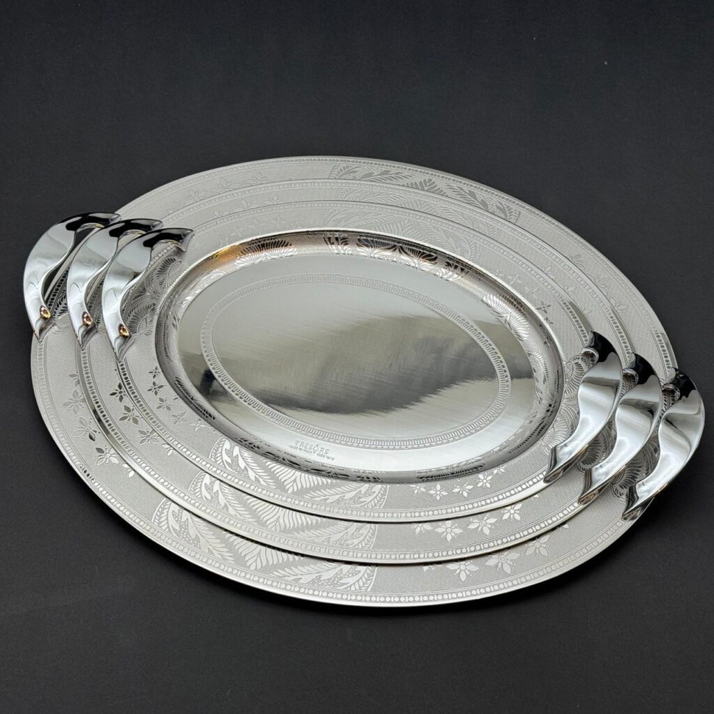 طقم صواني تقديم استانلس ايطالي 3 قطع