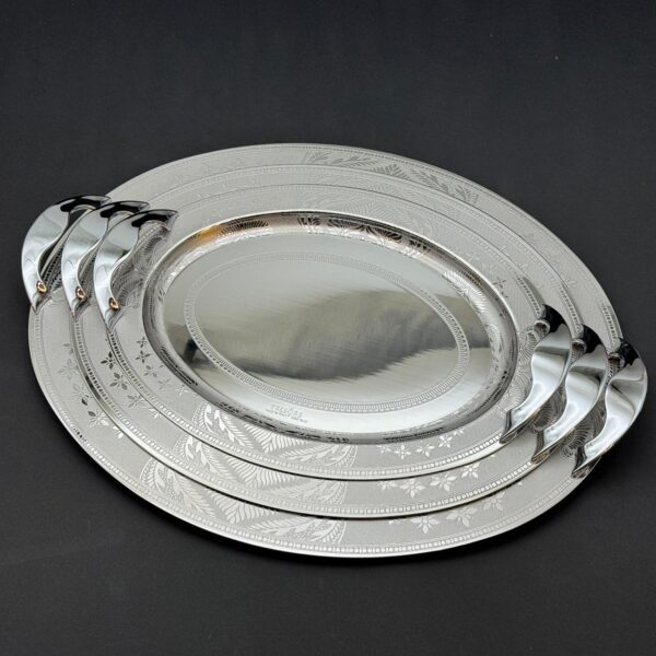 طقم صواني تقديم استانلس ايطالي 3 قطع