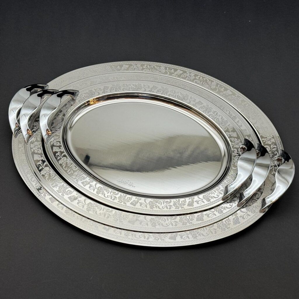 طقم صواني تقديم استانلس ايطالي 3 قطع