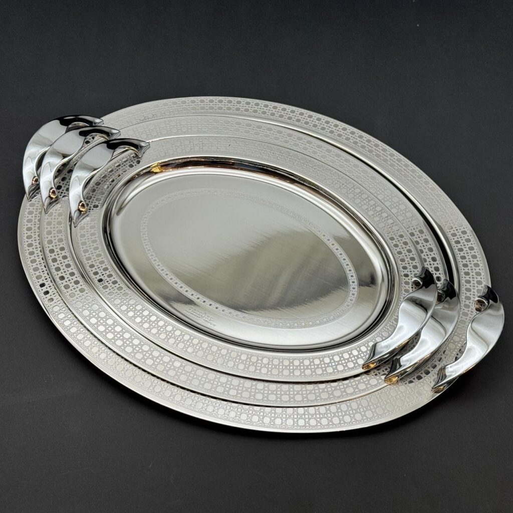 طقم صواني تقديم استانلس ايطالي 3 قطع