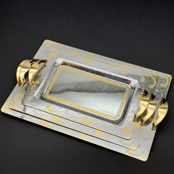 طقم صواني تقديم استانلس ايطالي 3 قطع