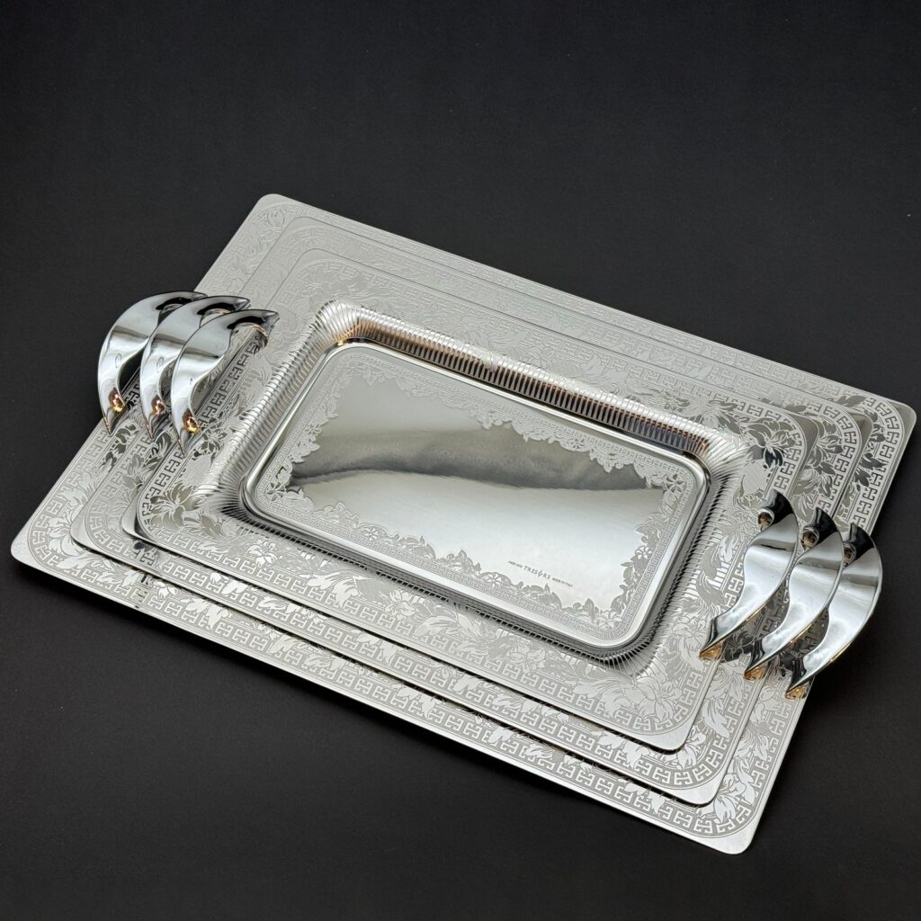 طقم صواني تقديم استانلس ايطالي 3 قطع