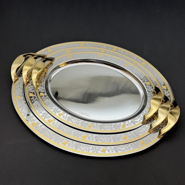 طقم صواني تقديم استانلس ايطالي 3 قطع