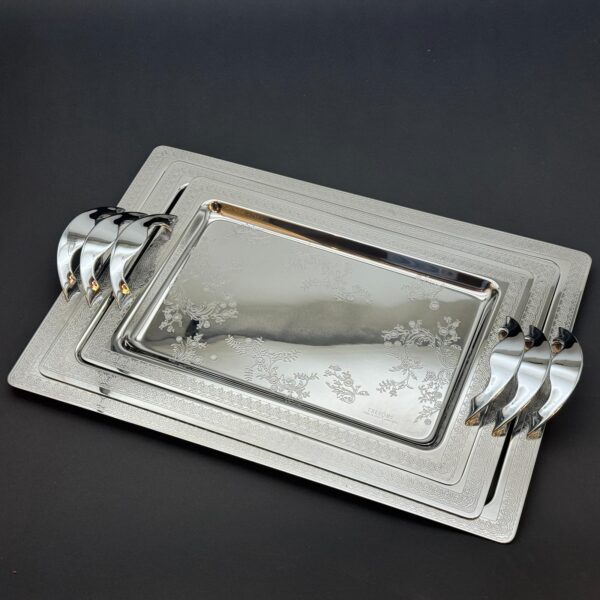 طقم صواني تقديم استانلس ايطالي 3 قطع