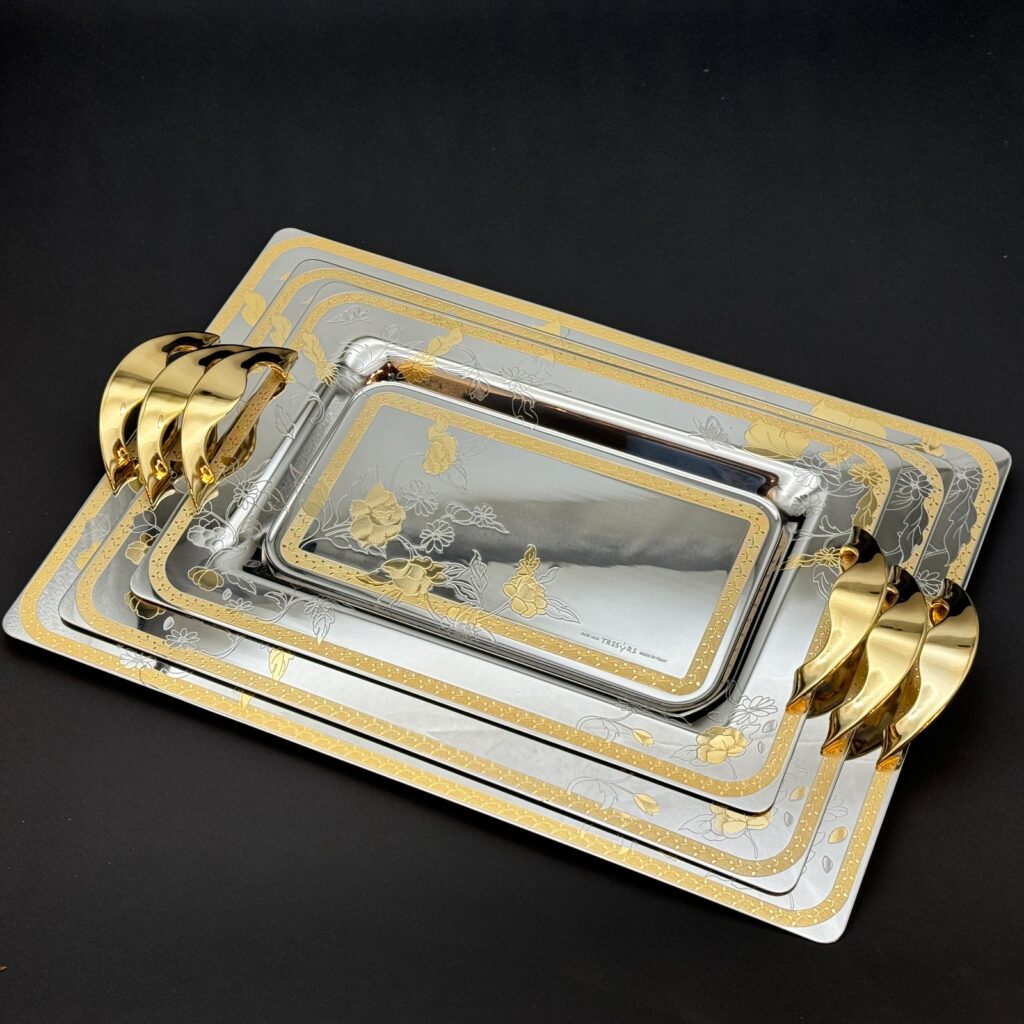 طقم صواني تقديم استانلس ايطالي 3 قطع