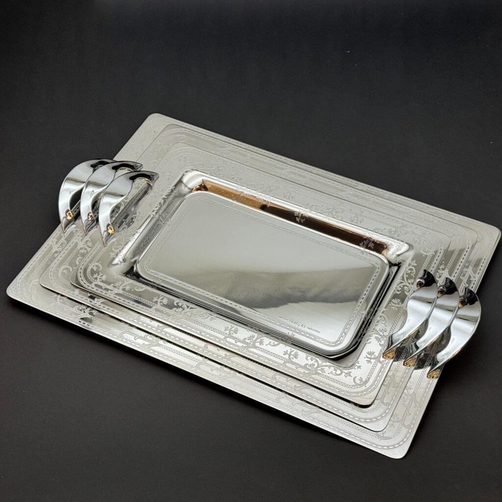 طقم صواني تقديم استانلس ايطالي 3 قطع