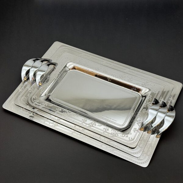 طقم صواني تقديم استانلس ايطالي 3 قطع