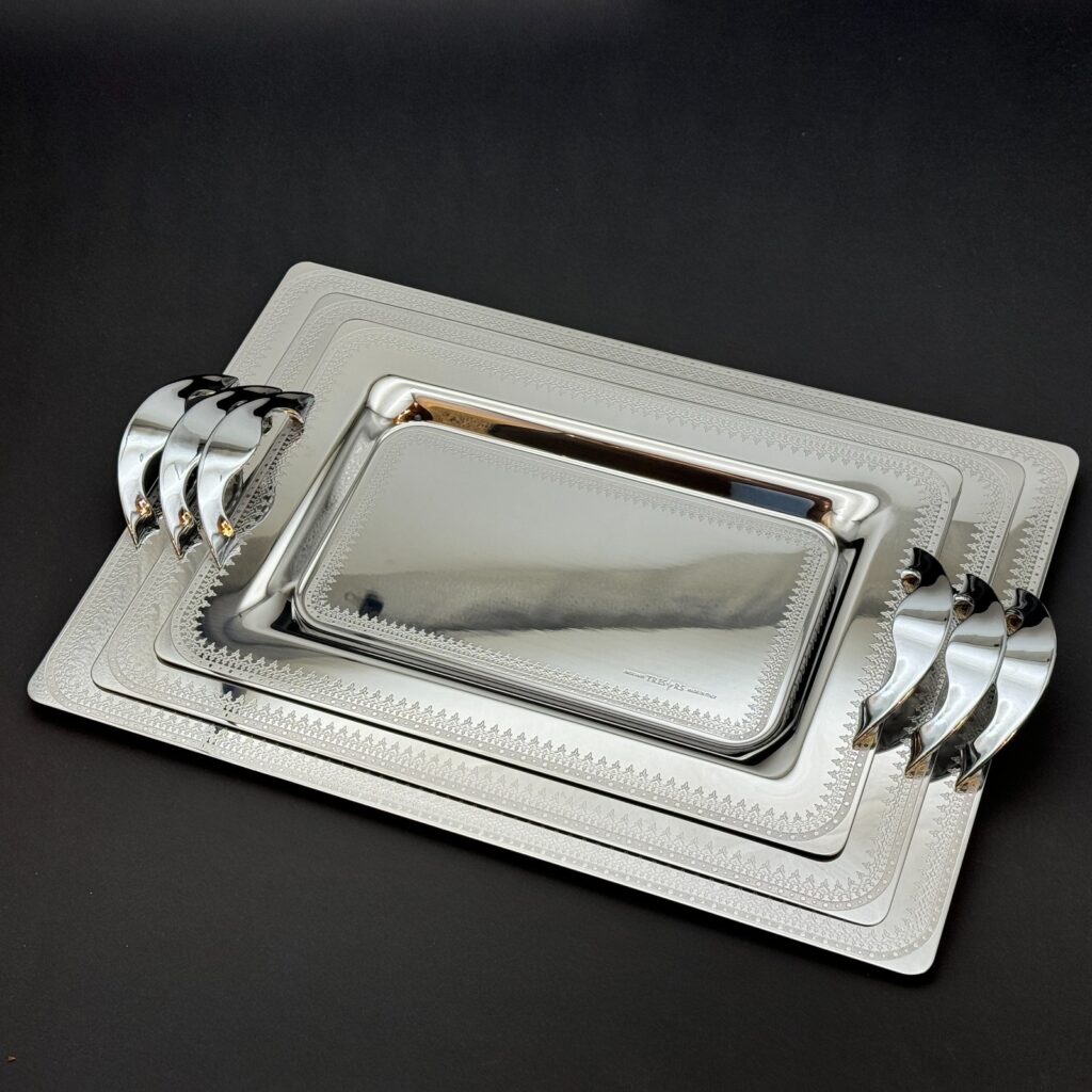 طقم صواني تقديم استانلس ايطالي 3 قطع